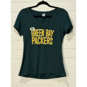 Green Bay Packers V Neck Slim T Shirt Size Large Can Fit Medium NFL Team Apparel